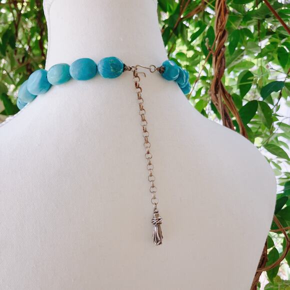 Vintage Turquoise (Reconstituted) Necklace, Southwestern Beaded Adjustable 1990s - Picture 5 of 10